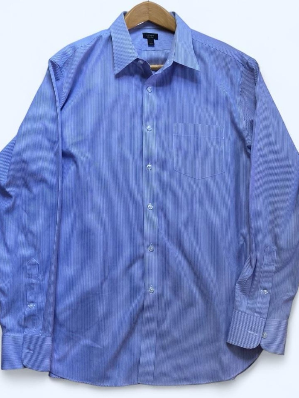 J.Crew Men's Large Blue & White Striped Non-Iron Dress Shirt
